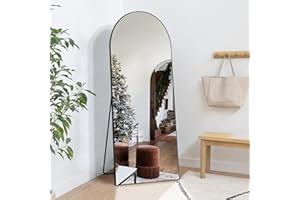 Dolonm 64x21 Inch Arch Full Length Mirror, Aluminum Alloy Frame Floor Mirror, Large Mirror Free-Standing Hanging or Leaning, Full Body Mirror for Living Room, Bedroom, Cloakroom, Hallway, Black