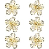 ANBALA Small Opal Rhinestone Hair Clips, Opal Crystal Hair Clamps, Fancy Small Flower Claw Clips for Thick Thin, Long or Short Hair, Pack of 6