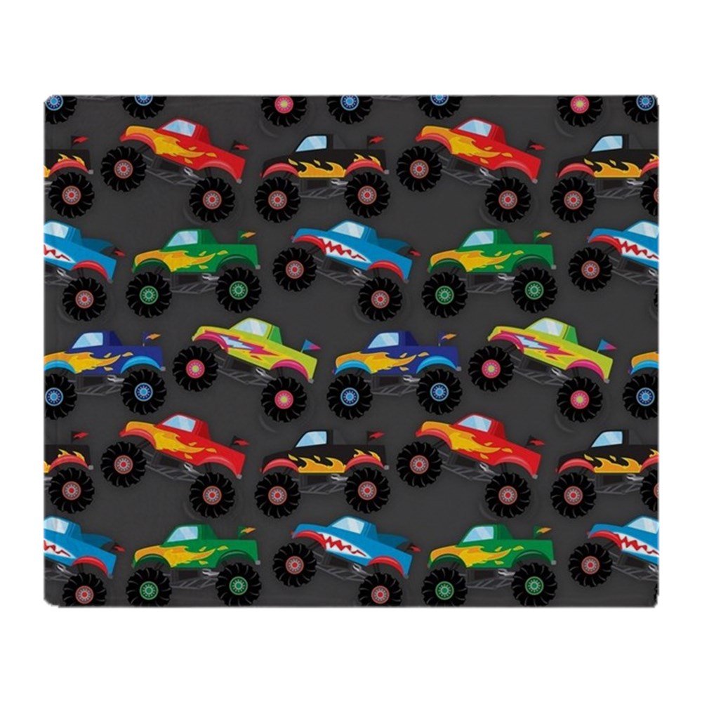 CafePress - Cool Monster Trucks Pattern, Colorful Kids Throw B - Soft Fleece Throw Blanket, 50"x60" Stadium Blanket