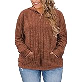 VISLILY Plus-Size-Hoodies for Women Casual Kangaroo Pocket Sweaters Trendy Long Sleeve Pullover Sweatshirts Cute Loose Tops