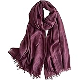 Canxiaoba Solid color cotton and linen scarf, wrinkled all season versatile long sunscreen fashionable shawl