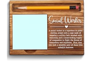 VIZUZI Social Worker Sticky Note Holder, Social Worker Gifts, Thank You Appreciation Quote Gifts for Social Worker Women Men Coworker Self-Stick Note Pad Holders ZSS24
