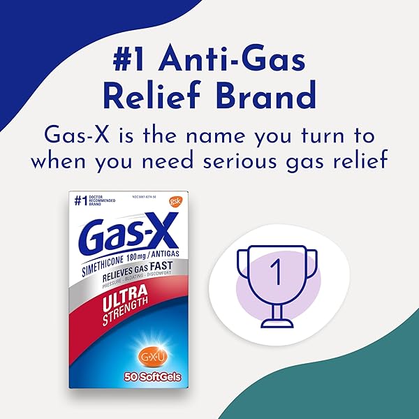 GAS-X ULTRA STRENGTH GAS RELIEF SOFTGELS WITH SIMETHICONE 180 MG FOR BLOATING RELIEF – 50 COUNT