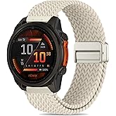 Laband QuickFit 22mm Braided Magnetic Compatible with Garmin Fenix 8 47mm Band/7/7 Pro/6 Pro/6/5/5 Plus,Soft Loop Stretchy Nylon Replacement Strap for Forerunner 965/955/Approach S62/Instinct 3 45mm