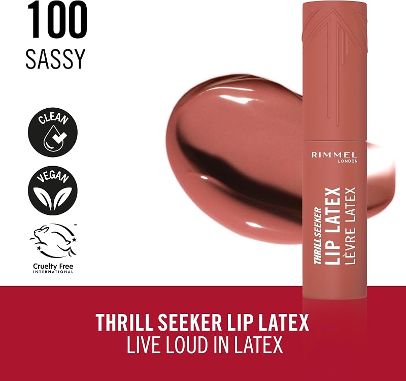 , Thrill Seeker Lip Latex, Rossetto liquido, Lucidalabbra, Colore labbra, Rossetto con acido ialuronico, Tinta labbra, Morbidezza e lucentezza, Vitamina E, Aloe Vera, 6 ml, 300 Main Chara