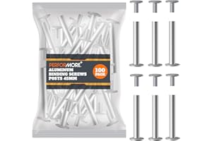 PERFORMORE 100 Pack of Silver Aluminum Screw Posts, 45mm Metal Chicago Screw Post Binding Screws for Scrapbooking, Photo Albums, Binding, Leather Screw Nail Rivet Button Solid Belt Tack Screw