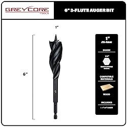 Greycore Tools 1 Inch x 6 Inch 3-Flute Auger