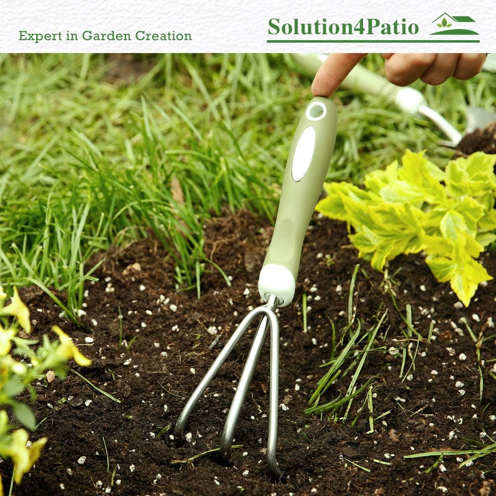 Homes Garden Bend-Proof Small Hand Cultivator 10.25" L x 3.5" W Stainless Steel Garden Hand Rake Tool 3 Claws PP & TPR Ergonomic Soft Handle Grip Non-Slip #G-2007-US : Garden & Outdoor