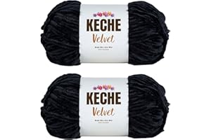 Keche Velvet Yarn for Crocheting, Soft Chenille Bulky Baby Blanket Amigurumi Yarn 2x100 gr (2x132 yds) (2 Skeins) (Black)