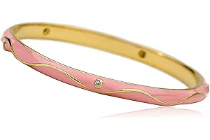 Little Miss Twin Stars Stackable Stunners 14k Gold-Plated Black Enamel Bangle With Dots and Swirls