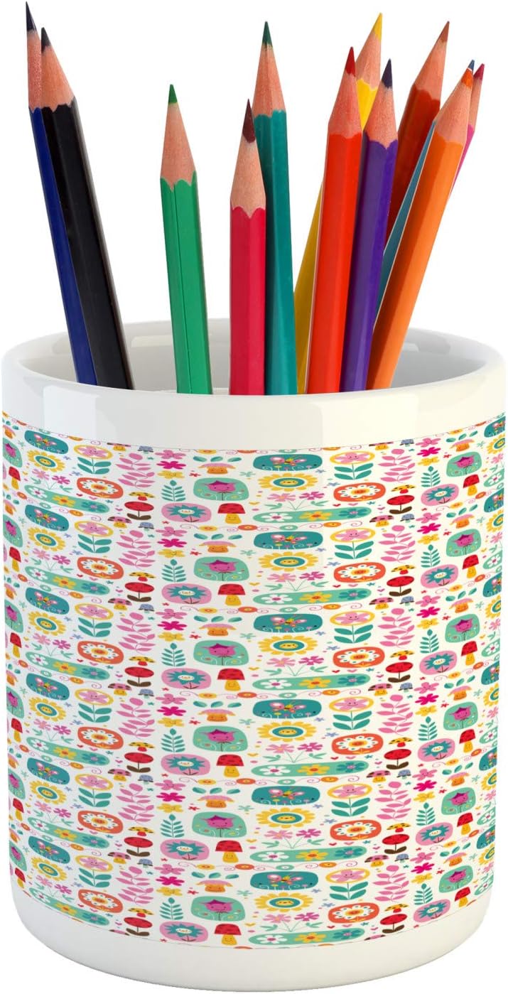 Baby Pink Multicolor Ceramic Pencil Holder for Desk Office Accessory 3.