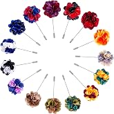 Pangda 15 Pcs Flower Men's Lapel Pin for Men Suits Satin Boutonniere | Colorful Handmade Boutonniere Pin with Gift Box for Wedding Groom Bestman Party Decor