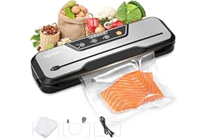 Toprime Vacuum Sealer Machine VS6612, 80kPa Powerful Food Sealer Built-in Cutter with Sealing Bag and Hose, Vacuum Air Sealin