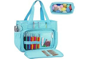 Dadanism Crochet Bag, Knitting Tote Bag, Yarn Storage Holder with Handle & Shoulder Strap, Yarn Storage Organizer for Crochet