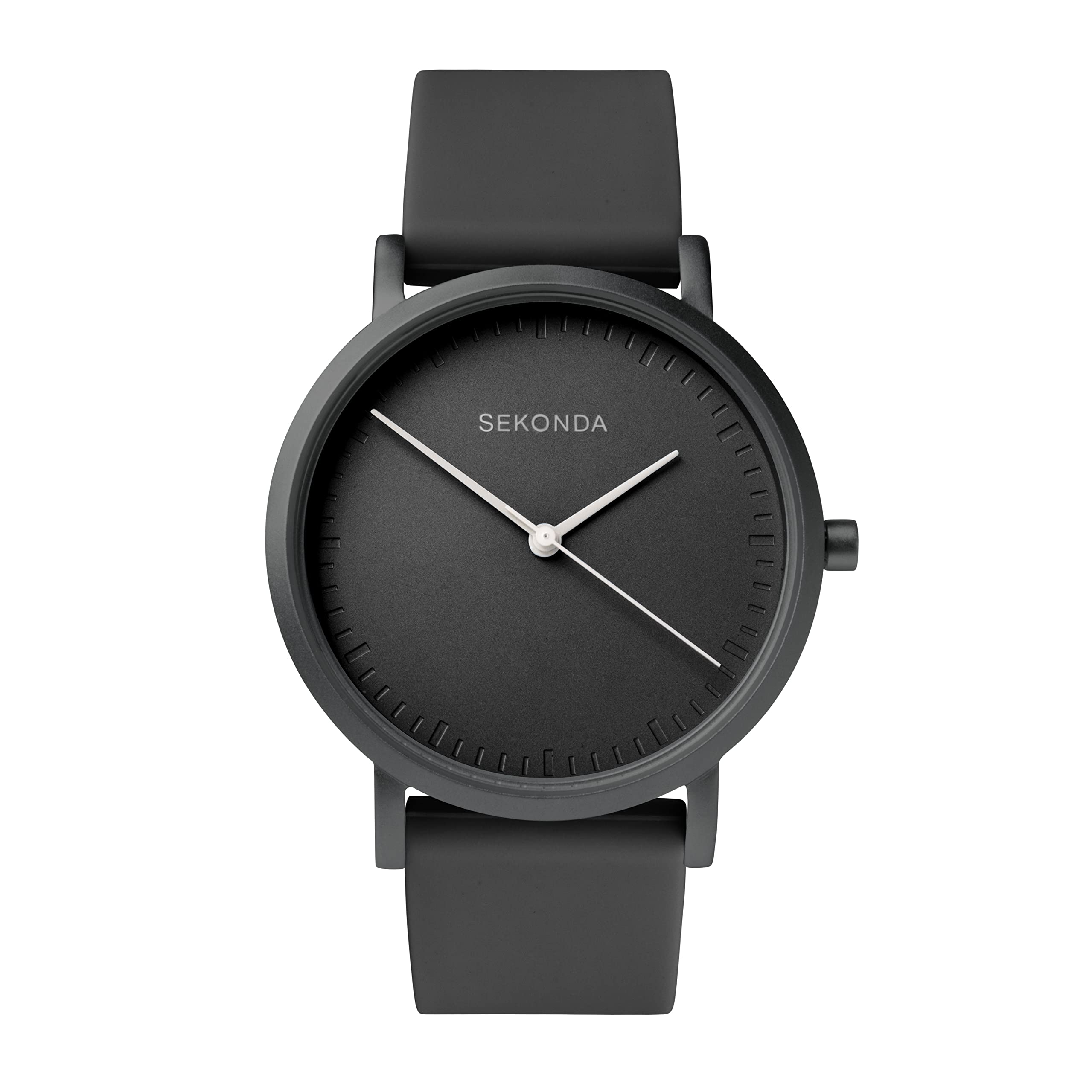 Sekonda in Colour Ladies 34mm Quartz Watch in Black with Analogue Display, and Black Silicone Strap 40389