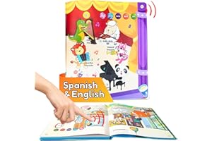 ZEENKIND Spanish & English Talking Learning Book for Kids 2 3 4 5 6 Years Old, 420 Words Toddler Educational Toys to Learn Spanish Interactive Audio Sound Books Bilingual Musical Toy Juegos para Niños