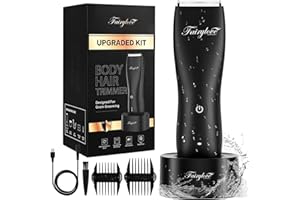 FAIRYLOVE Body Hair Trimmer for Men, Electric Ball Shaver Groomer with LED Light, Safe Guard, Waterproof, Rechargeable - Wet/Dry Privates Groomer - Male Groin Hair Trimming Hygiene Razor (B)