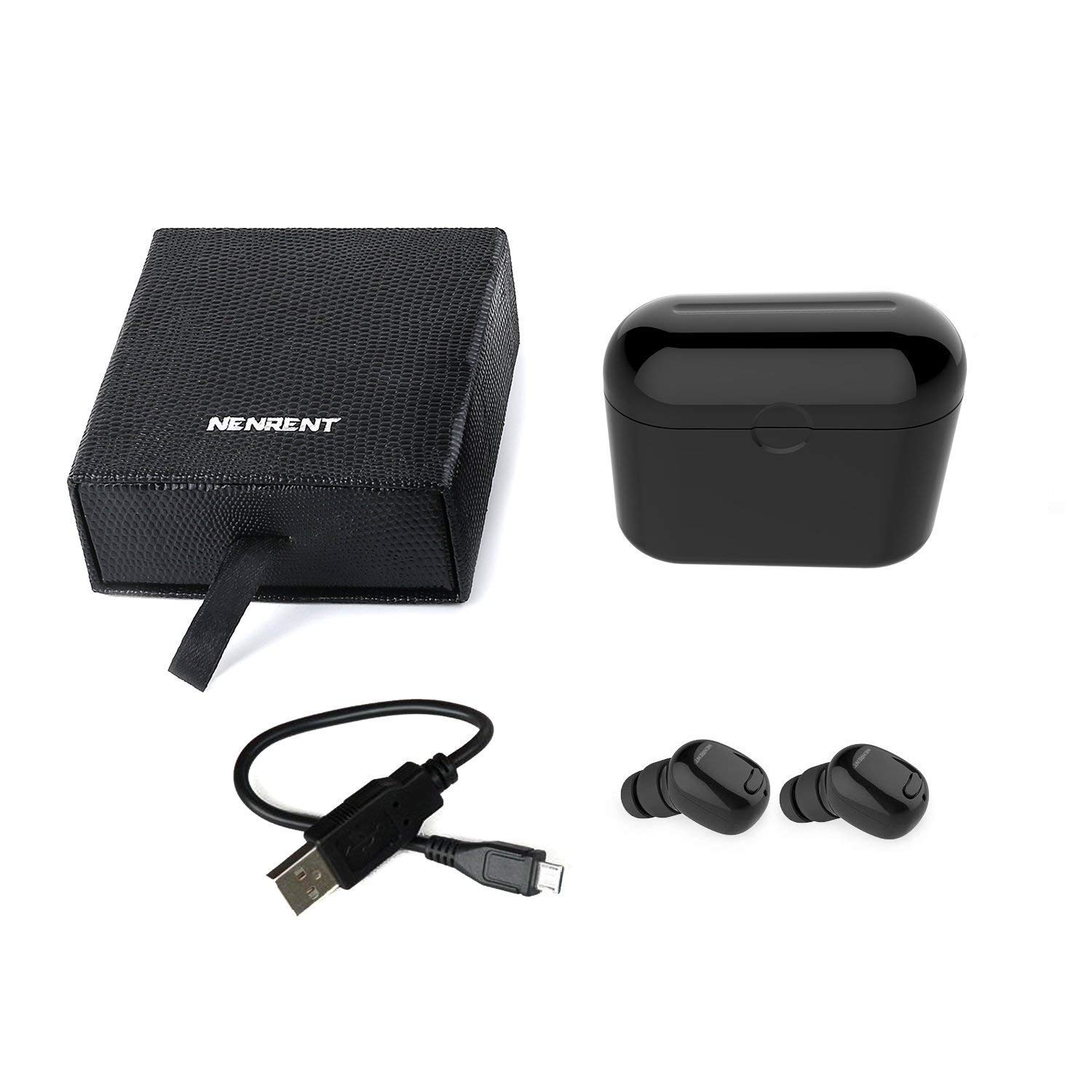 NENRENT S570 TWS Bluetooth Earbuds 5.0 Ture Wireless Earpiece HD Stereo Audio Sound Wireless Bluetooth Headphones with Charging Case 24 H Music Playtime