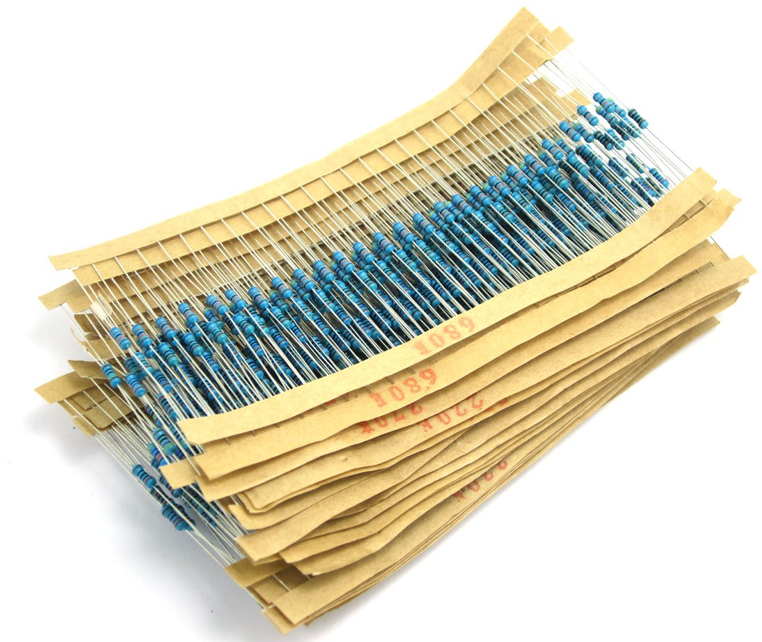 DollaTek 30 Values 750 pcs Resistor Kit (10 Ohm - 1M Ohm / 25pcs) 1/4W Metal Film Resistors Assortment