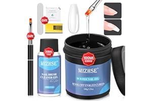 MIZHSE 100ML Nail Builder Gel Kit, Larger Capacity Builder Gel for Nails, LED Nail Lamp Clear Hard Gel Builder Base Nail Strengthener Extension Gel with Nail Brush Clean Gel, for Nail Salon & Home DIY