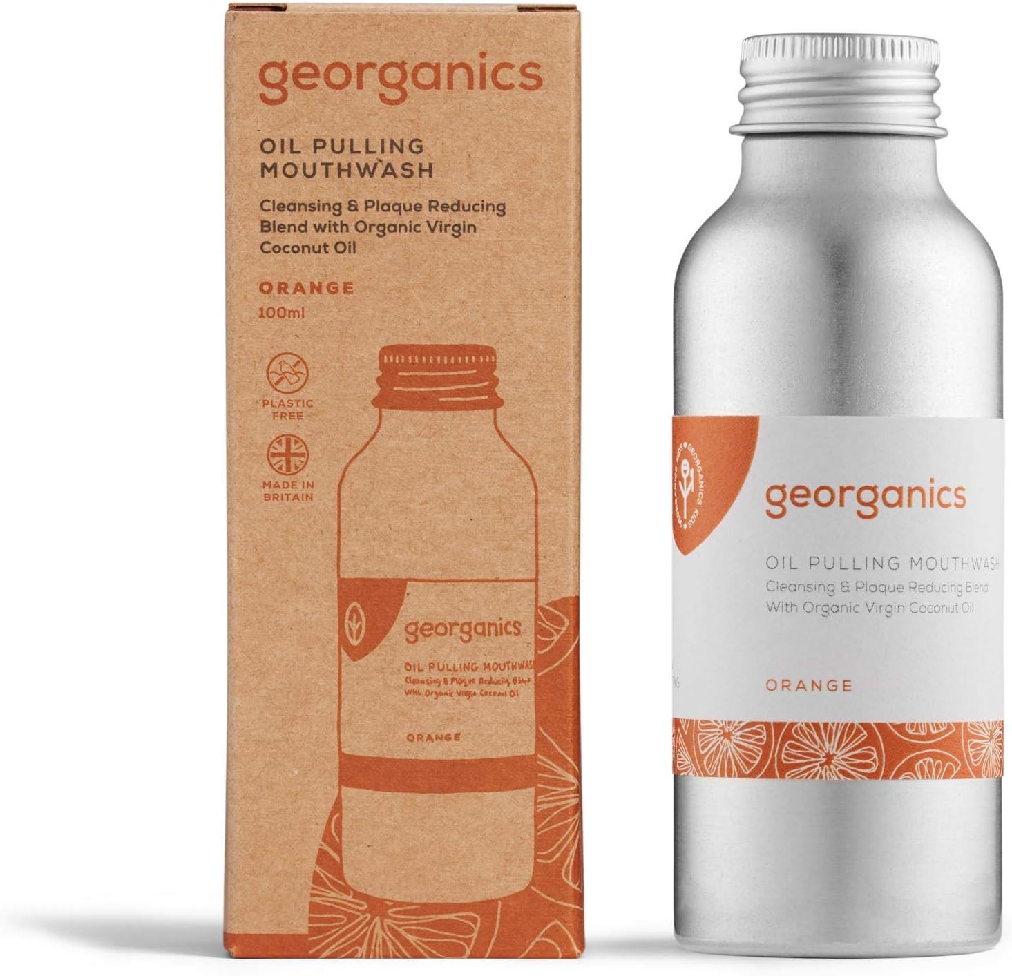 Georganics Whitening Oil Pulling Mouthwash, Orange Flavoured, Plaque-Reducing Coconut Oil Blend, 100% Natural Ingredients - Image 3