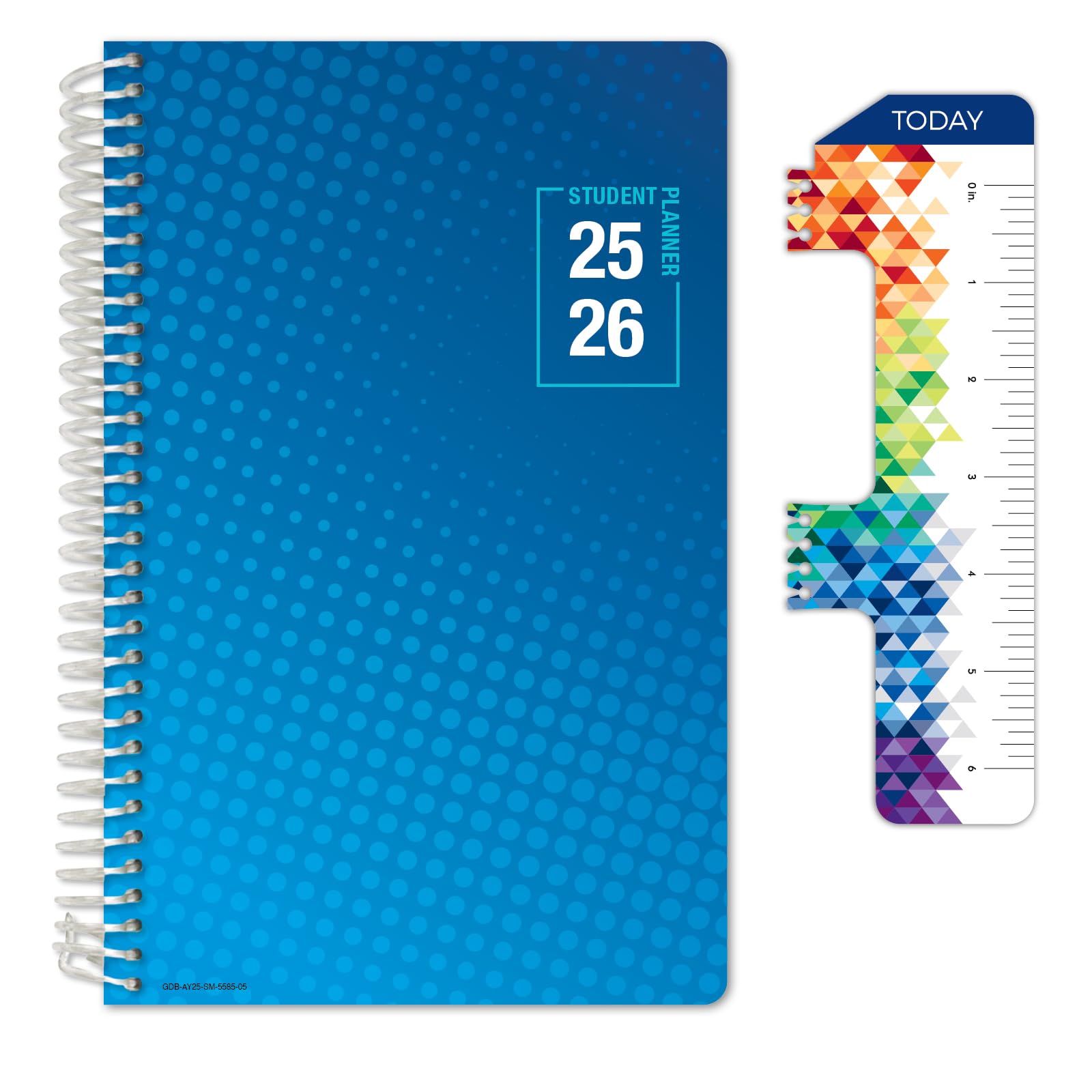 Photo 1 of Global Datebooks Dated Middle School or High School Student Planner for Academic Year 2025-2026 Includes Ruler/Bookmark and Planning Stickers (Matrix Style - 5.5"x8.5" - Halftone Blue)