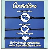 Great Grandma Gifts Nana Mom Granddaughter Daughter Gift Matching Bracelets 3 Gnerations 4 Generations Mothers Day Gifts Grandmother Mother Mommy and Me Love Heart Adjustable Simple Jewelry