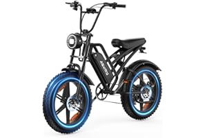 Electric Mountian Bike for Adults 1500W Peak Motor, 20" Fat Tire Electric Bicycles with 40-60Miles PAS Range, 48V Removable B