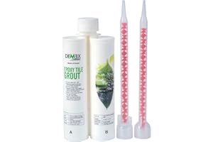 DEMEXGROUT Epoxy Grout for Tile & Stone, Waterproof, Stain, Mold, Mildew, Crack & Chemical Resistant for Floor & Wall, Ready to Use, Easy to Apply & Clean (Bright White, 1 Pack)