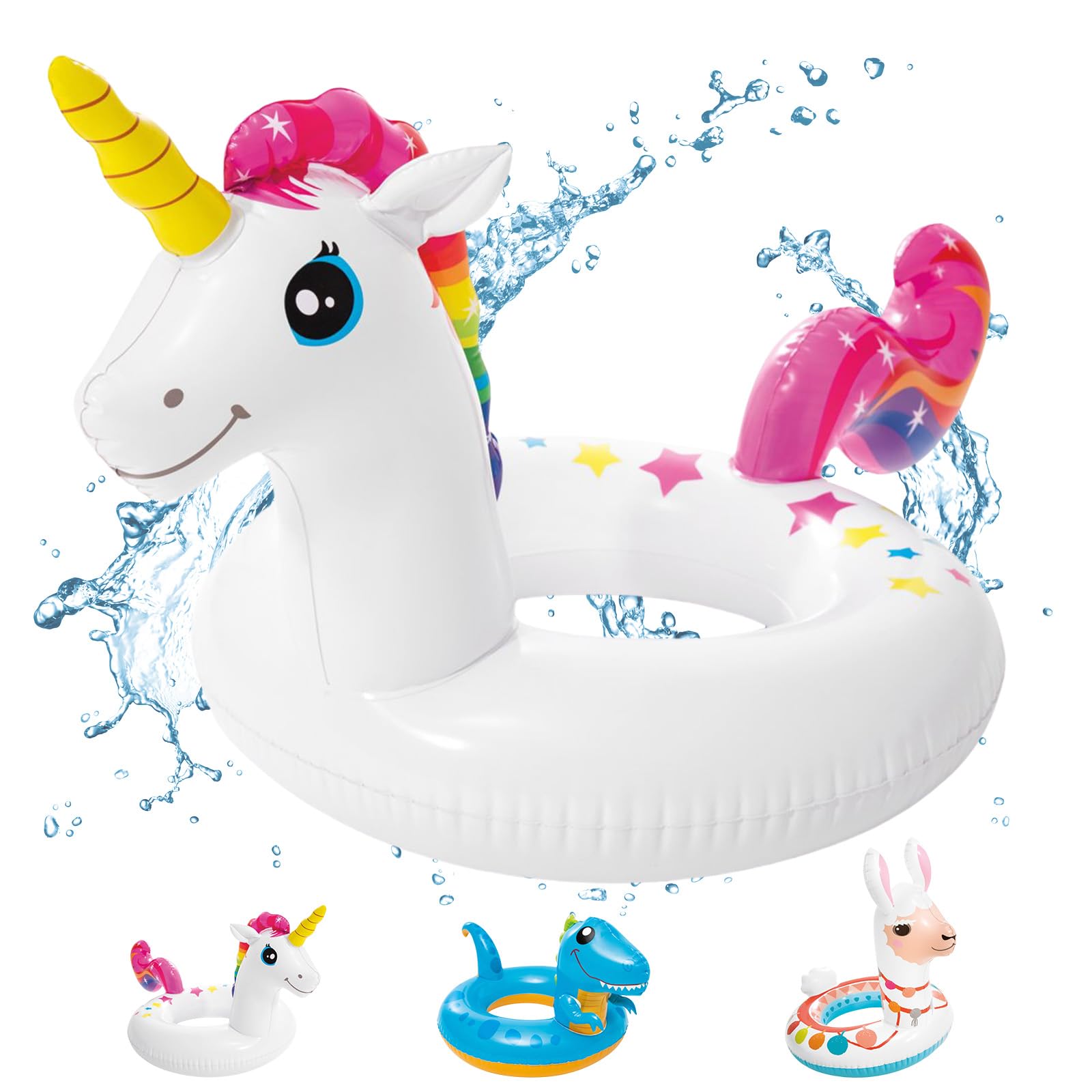 POPOYU Pool Inflatables Pool Floats,Inflatable Swimming Rings for Adults Kids,Pool Tubes Swimming Pool Toys Rubber Ring for Swimming Pool Beach Party Decorations,Kids Summer Gifts(58cm Unicorn)