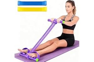 SORALEK Pedal Resistance Band with Handle,Upgrade 6-Tube Detachable Yoga Bands,Multi-Functional Resistance Band Fitness Equipment, for Full Body Stretching, Shaping and Fat Reduction Training