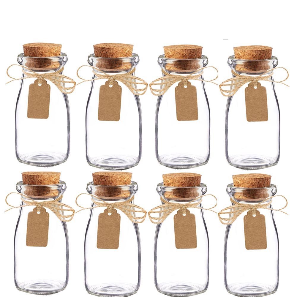 Awtlife - 15 x Glass Milk Canister Jars with Cork Lids for Wedding Party - Vintage
