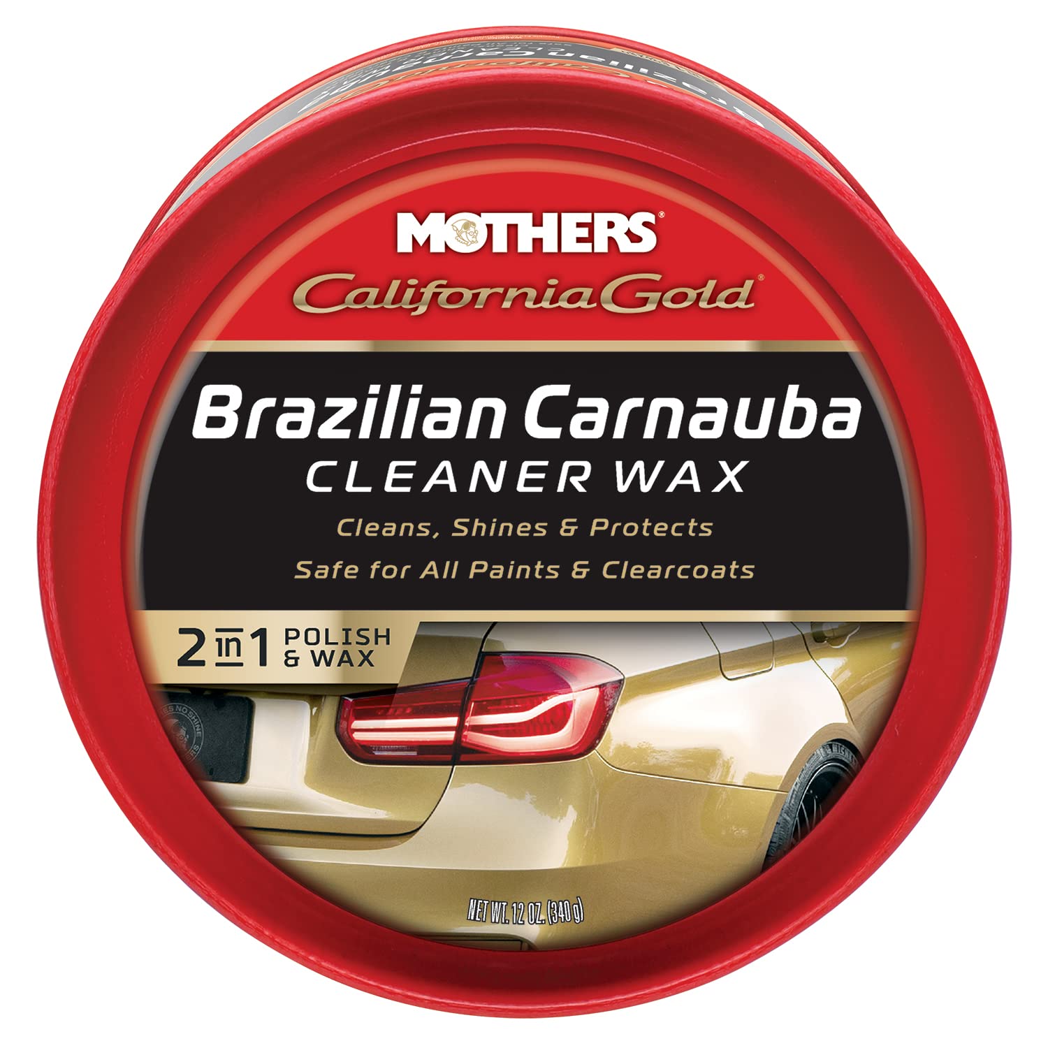 MOTHERS 05500 Brazilian Carnauba Cleaner Wax Paste, California Gold, 340g