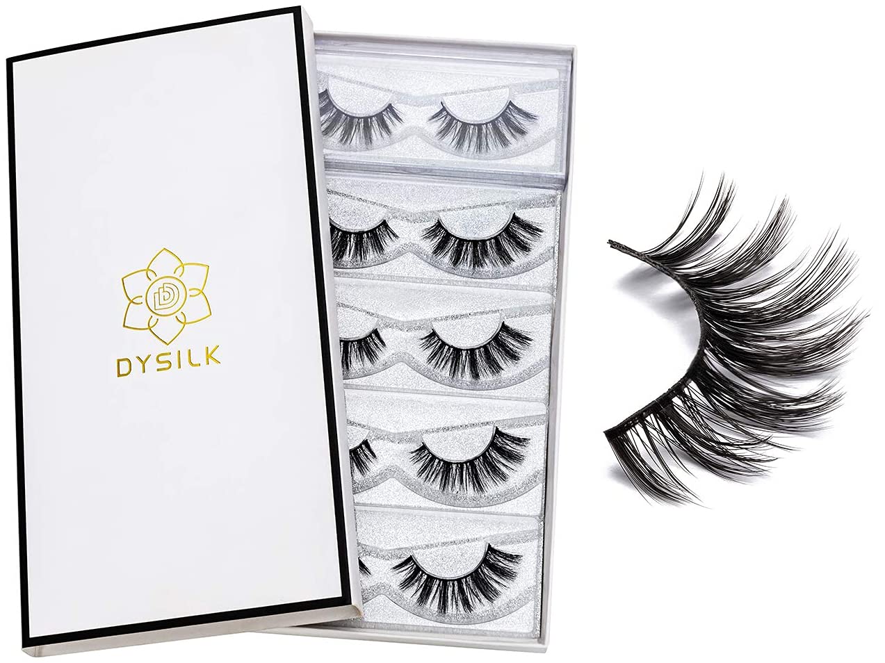 DYSILK 5D Eyelashes Wispies Handmade False Eyelashes Pack Extension Thick Long Reusable Soft Makeup Natural Look Fake Eyelashes
