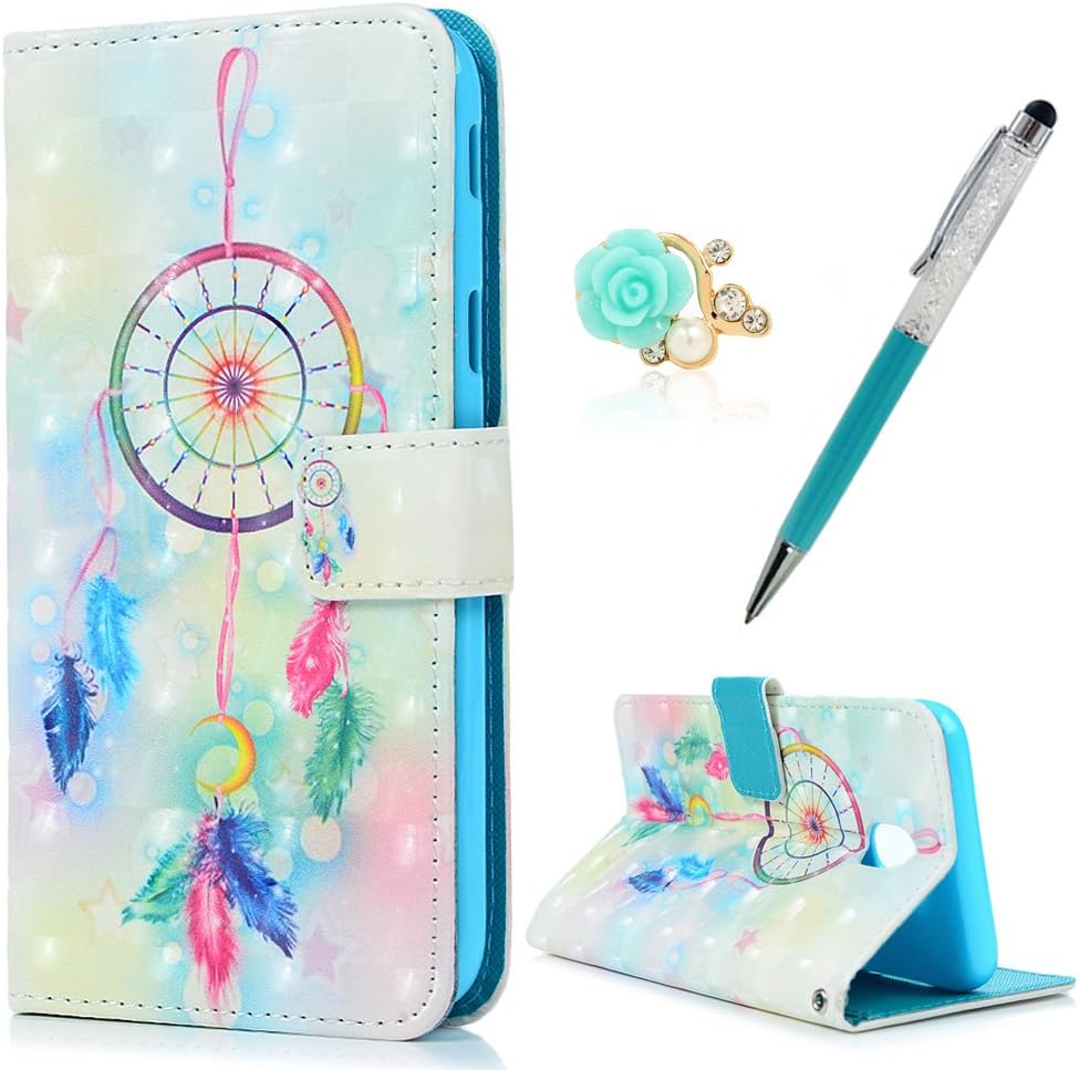 Case for Samsung J5 Case 2017 MAXFE.CO Premium 3D Patterned PU Leather Flip Wallet Cover for Samsung Galaxy J5 2017 with Wrist Strap Card Holder & One Touch Pen & One Dust Plug, Dream Catcher