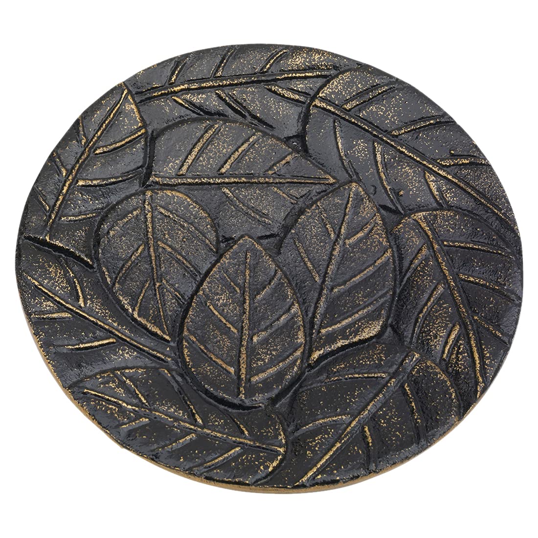 NKlaus candle plate aluminium black - gold Ø 14cm coaster candle holder saucer 10359