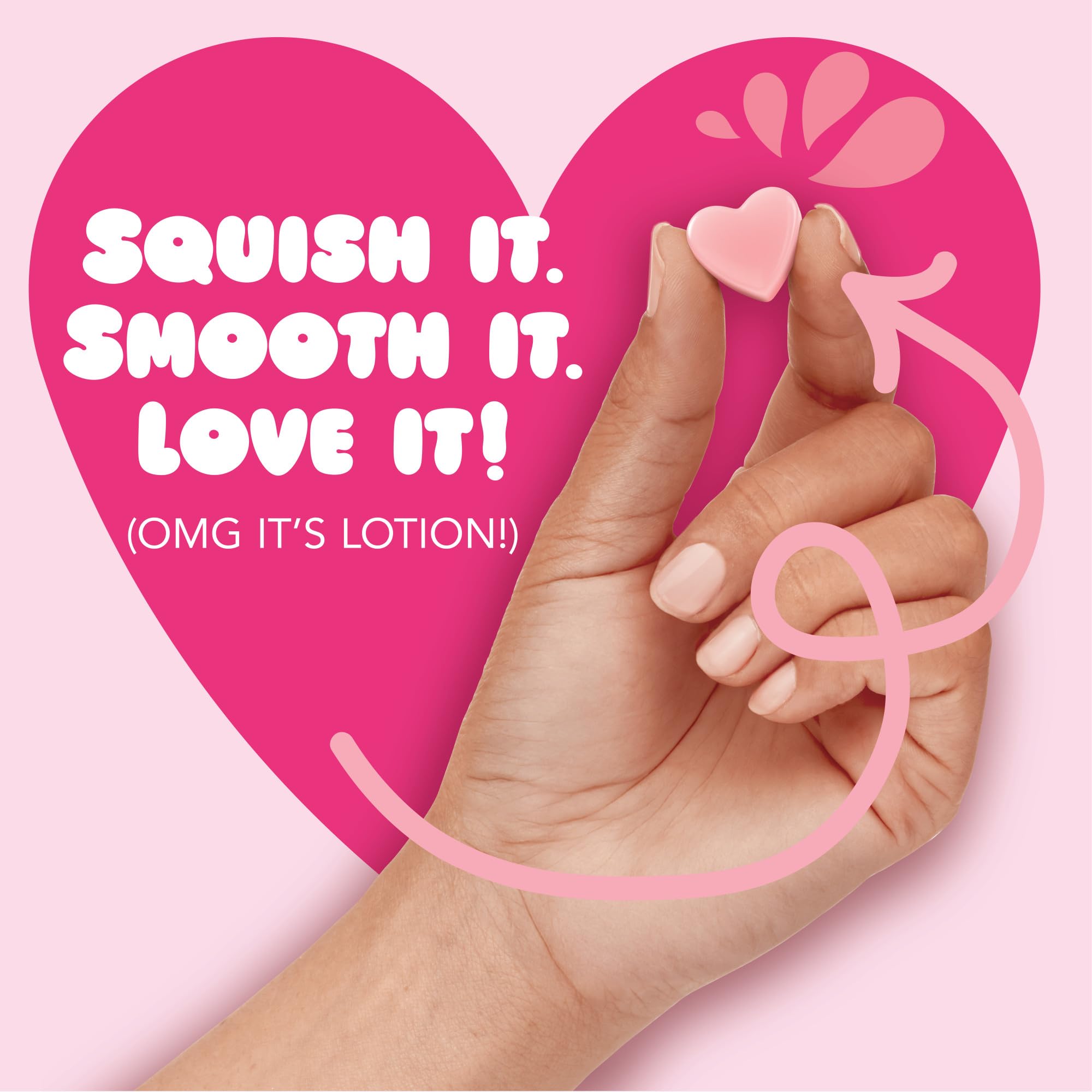 Jergens Cherry Almond Lotion Bursts, Squishy Heart-Shaped Moisturizer Bursts, Lotion Gifts for Teens, 38 Ct