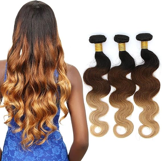 Amazon Feibin エクステ 人毛100 3本セット ワンタッチエクステ エクステンション髪 カール 巻き髪 グラデーション ブラック イエロー Body Wave 1b 4 27 エクステンション 通販