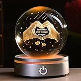 IFOLAINA Christmas Mom Wife Friends Gifts Grateful Moment with You 3D Heart Crystal Ball for Valentine Day Anniversary Birthday Grateful Gifts Crystal Heart Hands Lamp