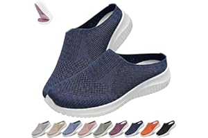 2026 Women's Breathable Knit Slip-On Tennis Sneakers, Orthopedic Backless Mesh Mules with Arch Support, Lightweight Casual Wa