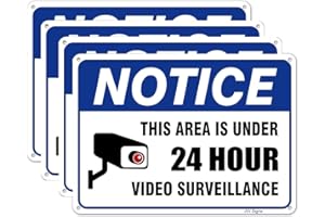 4-Pack 24 Hour Video Surveillance Sign, 7x10inch .040 Rust Free Security Camera Sign Warning for Home or Business CCTV Monito