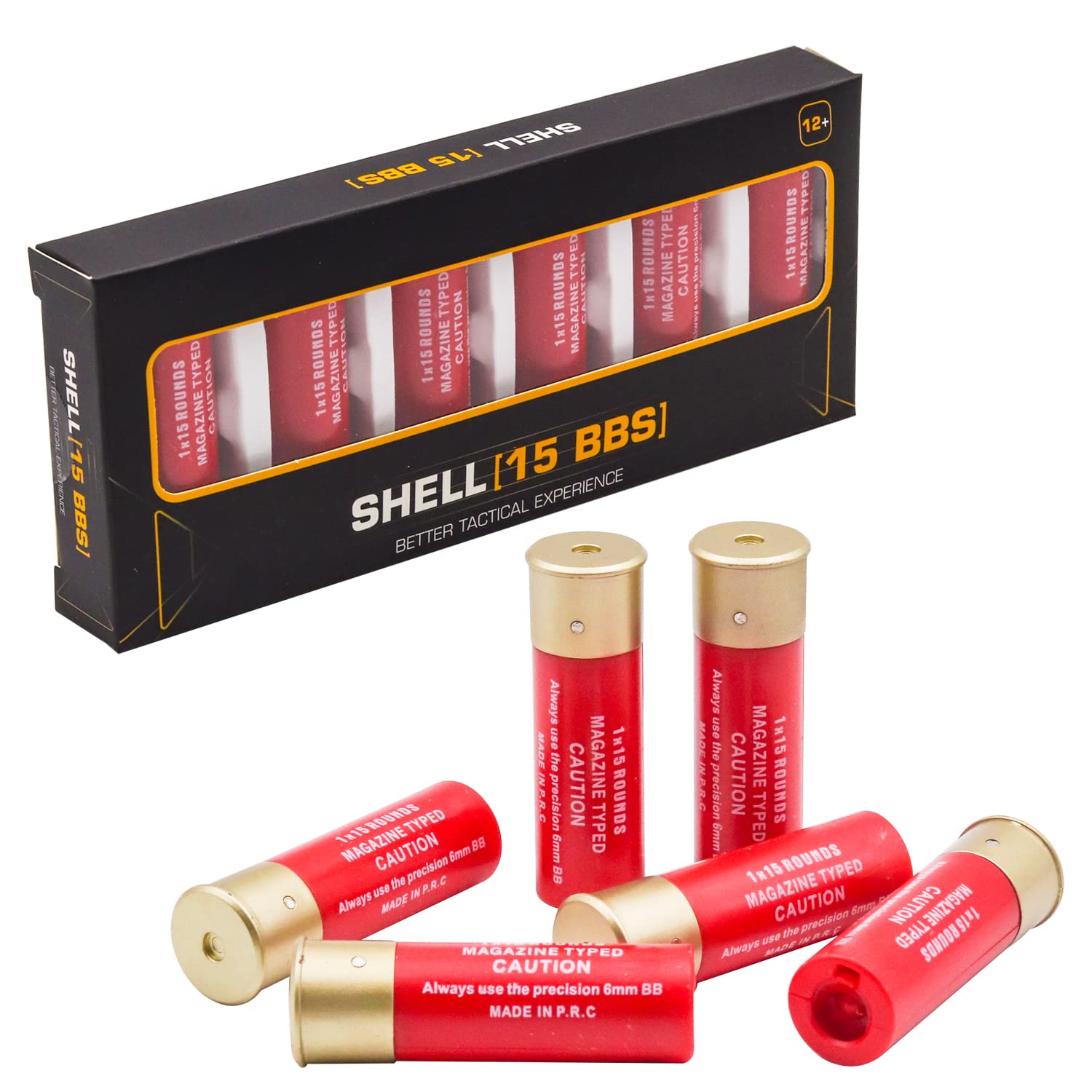 Zhongren Airsoft Shotgun Shells 15 Rounds Shot Cartridge 6MM BB Plastic Shotgun Spare Shell Magazine Pack of 6 (Red)