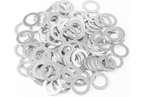 HELIFOUNER 100 Pieces M10x16x1.0mm Automotive Drain Plug Gaskets, Oil Crush Washers, Aluminum Flat Washers, Inner Diameter 10mm, Outer Diameter 16mm, Thickness 1.0mm