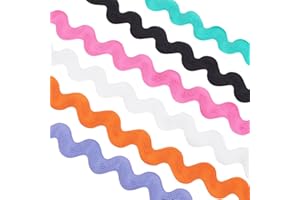 GORGECRAFT 12 Yards 6 Colors Ric Rac Trim Ribbon 3.7cm/1.46" Wave Bending Fringe Trim Rick Rack Zig Zag Trim Braided Edge Fab
