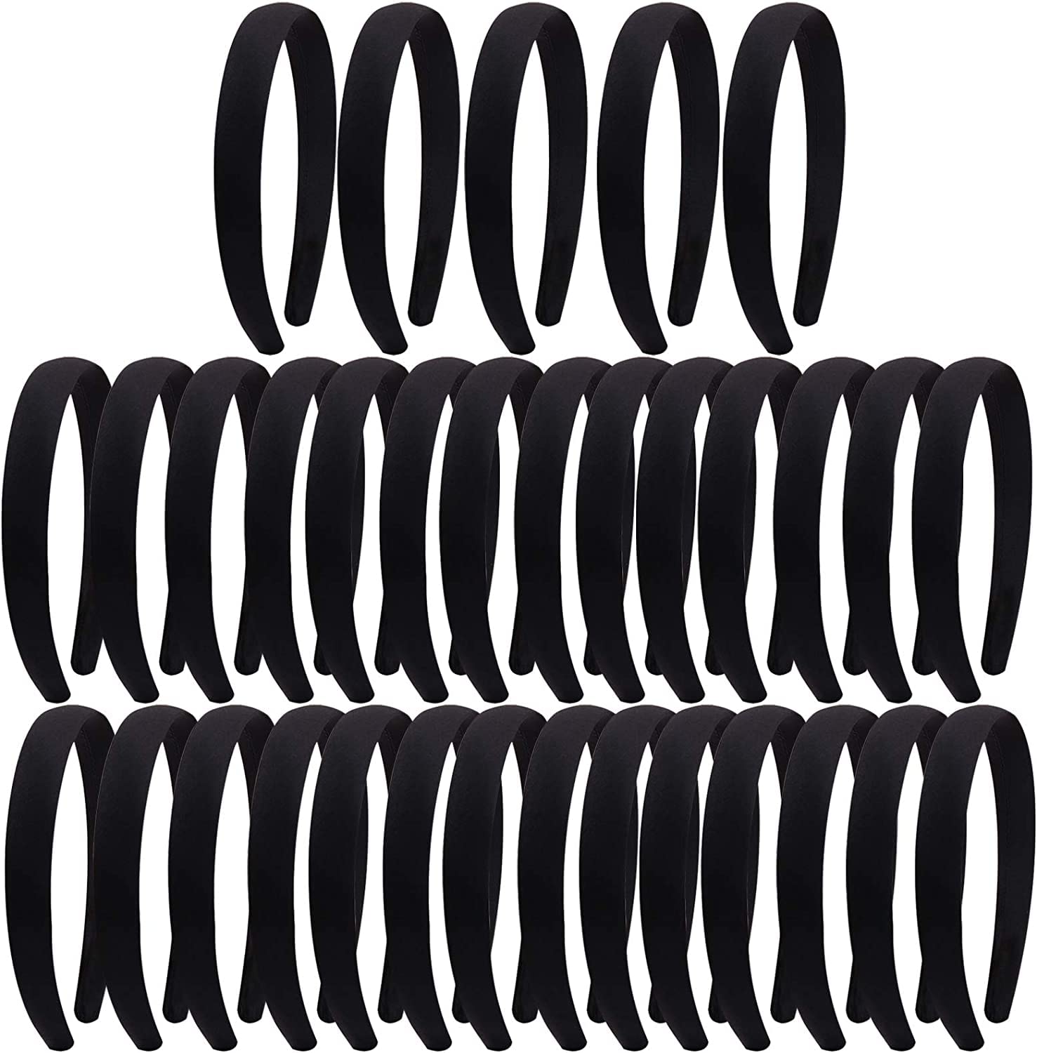 Candygirl 33Pcs Classic Satin Alice Bands 1.5CM Wide Ribbon Headbands for Women Girls DIY Craft Hairbands Headwear Accessories