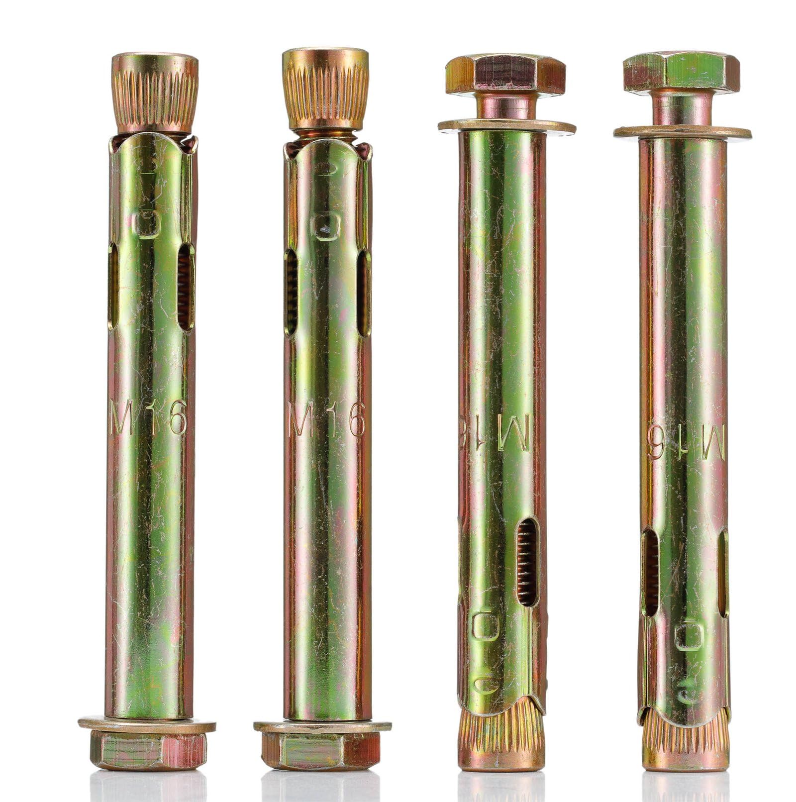 YoiYee M12*120mm Sleeve Anchor Hex Bolts, Heavy Duty Expansion Through Bolts for Concrete, Brick & Masonry Fixings, Zinc Plated Steel, Ideal for Builders, DIYers & Professionals, 4 Pack