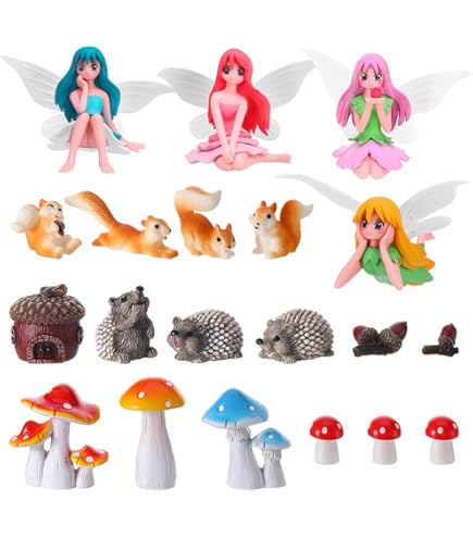 YOZIEMQ Lot De 14 Miniatures De Jardin – Étang, Phare, Pont, Décoration Résine Pour Paysage Miniature, Bonsaï, Terrarium