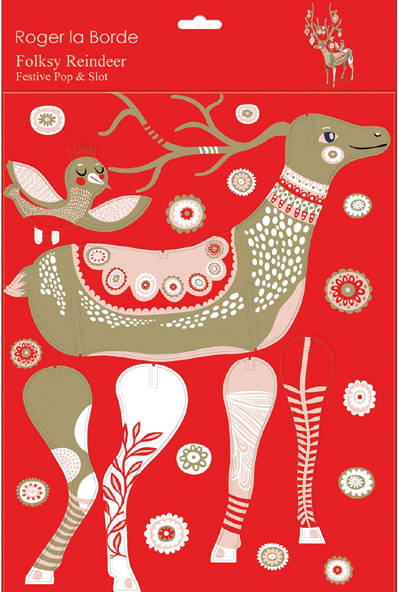 Roger la Borde Golden Folky reindeer gold - Large Pack Size: 400 x 260mm. Constructed Size: H415 x W266 x D250mm