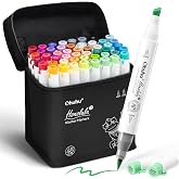 Ohuhu Alcohol Markers Brush&amp; Chisel 48 Colors for Adult Coloring Refillable | AP Certified Art Marker Set, Dual Tips Alcohol-based for Artists Beginners Drawing Illustration Sketching, Honolulu 2