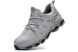 Kezhiho Steel Toe Shoes for Men Women Cushion Comfortable Work Shoes Lightweight Breathable Sneakers Slip Resistant Indestructible Construction Industrial Safety Shoes